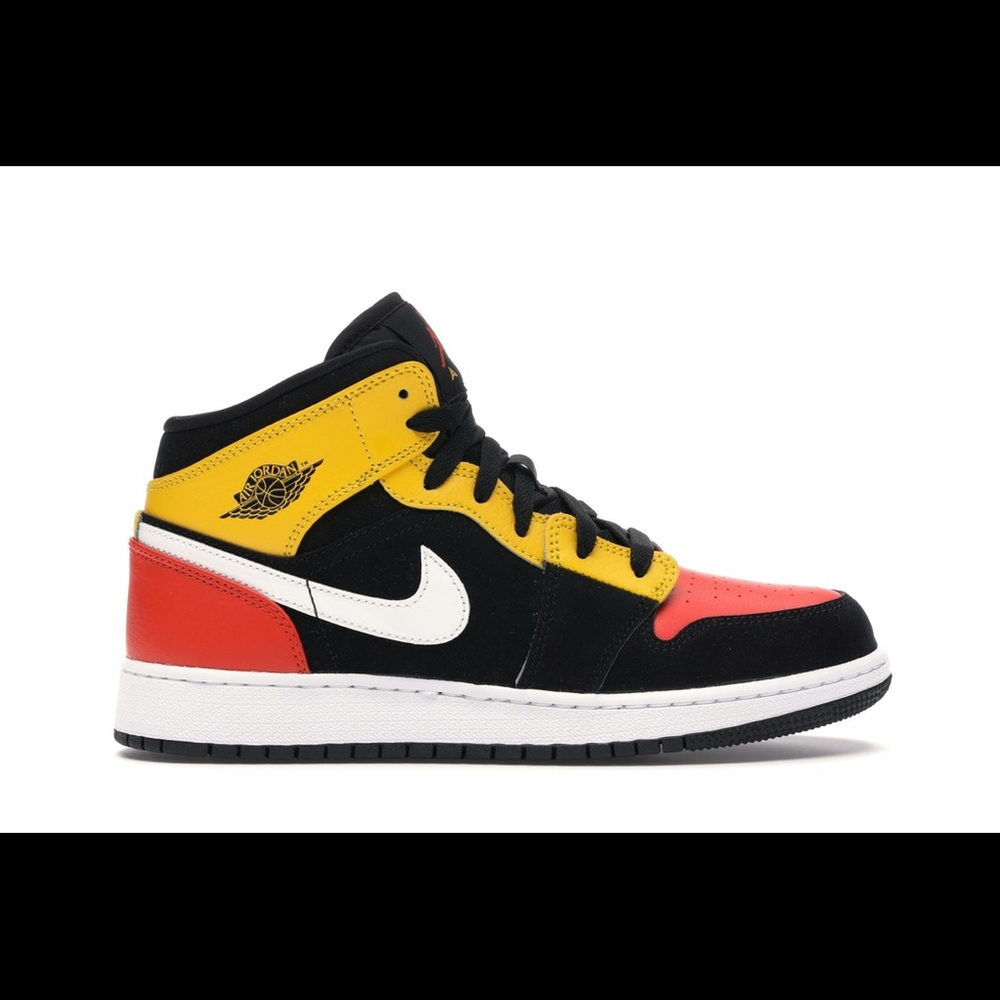 Jordan 1 Mid Black Amarillo Team Orange